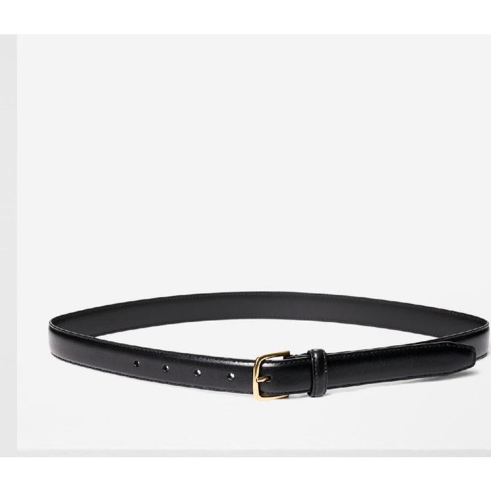 Nwot: Aritzia Essentials Solid Brass Leather Belt… - image 1